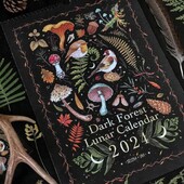 2024. gada tumšā meža kalendārs, radoši ilustrēti sienas mēness kalendāri, ūdensnecaurlaidīgi krāsaini tintes mazgāšanas līdzekļi mākslas dekoru kalendāra dāvanai