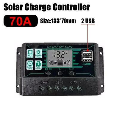 10/20/30/40/50/60/70/80/90/100/150A saules kontrolleris digitālais displejs LCD ekrāns 12V 24V saules paneļi akumulatora uzlādes kontrolieris