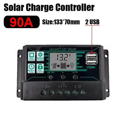 10/20/30/40/50/60/70/80/90/100/150A saules kontrolleris digitālais displejs LCD ekrāns 12V 24V saules paneļi akumulatora uzlādes kontrolieris