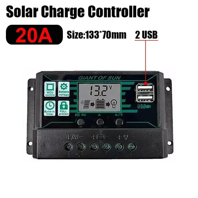10/20/30/40/50/60/70/80/90/100/150A saules kontrolleris digitālais displejs LCD ekrāns 12V 24V saules paneļi akumulatora uzlādes kontrolieris