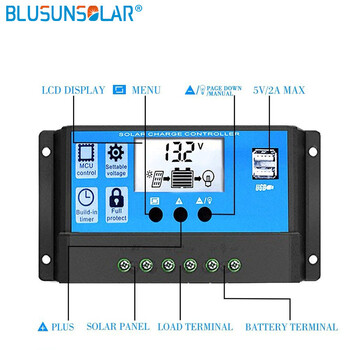 LEADER SOLAR 10A/20A/30A 12V 24V Auto Solar Charge Controller PWM with LCD Solar Cell Panel Regulator PV Home Solar