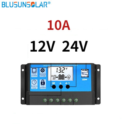 LEADER SOLAR 10A/20A/30A 12V 24V automātiskais saules uzlādes kontrolieris PWM ar LCD saules bateriju paneļa regulatoru PV mājas saules enerģija