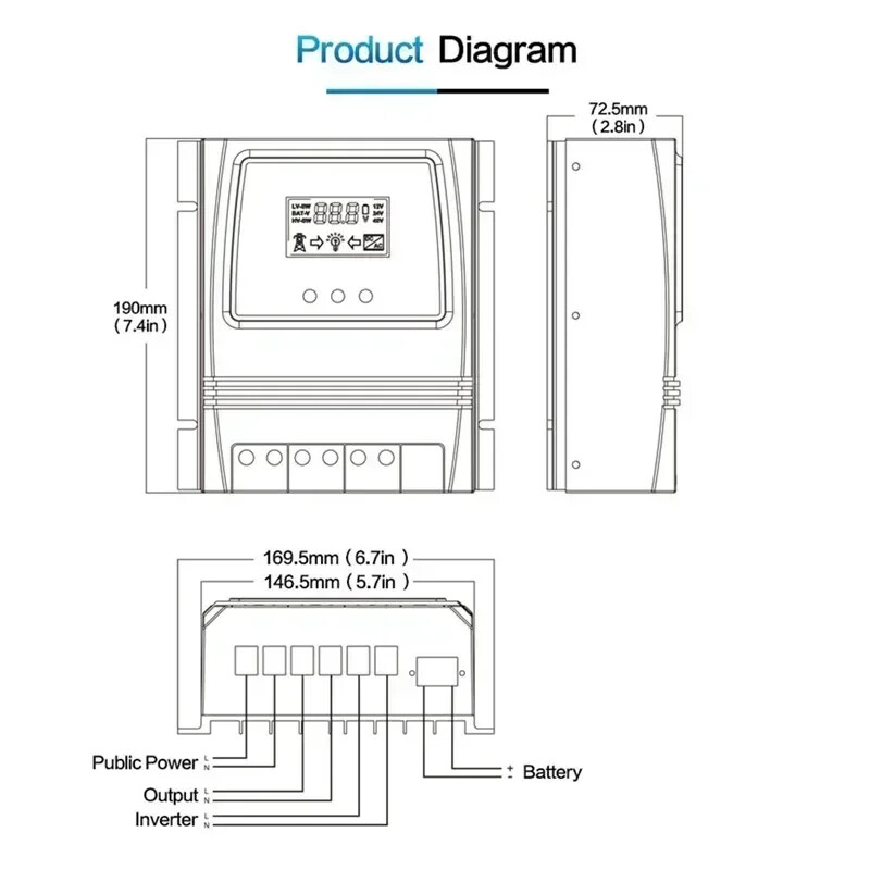 Αυτόματος ATS Dual Power Transfer Switch Solar Charge Controller για ηλιακό αιολικό σύστημα