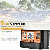 Saules uzlādes kontrolieris USB ports 12V/24V MPPT/PWM 10A-100A Saules panelis Dual Electrical Equipment Auto Parametrs Regulējami instrumenti