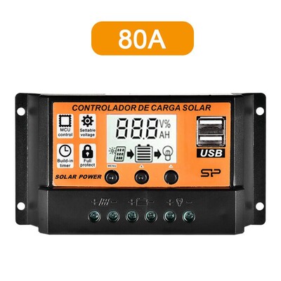 Saules uzlādes kontrolieris USB ports 12V/24V MPPT/PWM 10A-100A Saules panelis Dual Electrical Equipment Auto Parametrs Regulējami instrumenti
