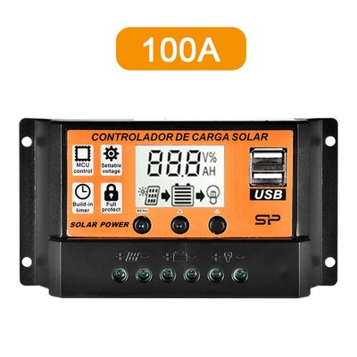 Saules uzlādes kontrolieris USB ports 12V/24V MPPT/PWM 10A-100A Saules panelis Dual Electrical Equipment Auto Parametrs Regulējami instrumenti