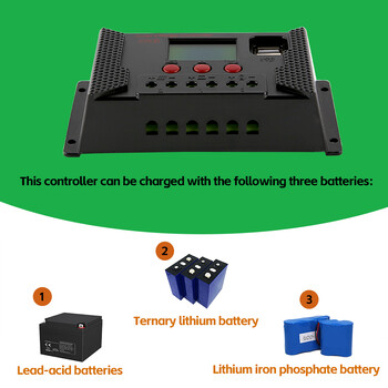 XIONGISOLAR Quality PWM 60A 50A 40A 30A 20A 10A Solar Charge and Discharge Controller 12V 24V Τρεις τύποι μπαταριών φορτισμένες