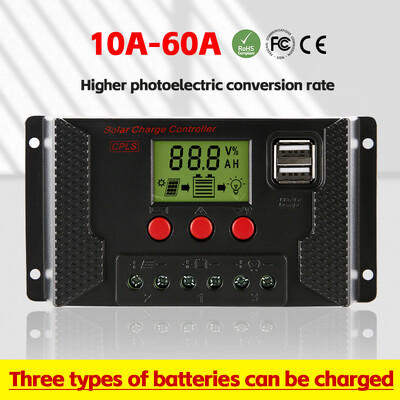 XIONGISOLAR Quality PWM 60A 50A 40A 30A 20A 10A Saules uzlādes un izlādes kontrolieris 12V 24V Trīs uzlādējamu akumulatoru veidi