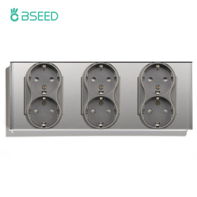 BSEED ES standarta dubultās sienas strāvas kontaktligzdas dubultās elektrības ligzdas, dubultās kontaktdakšas, stikla panelis 16A 110-250V mājas labiekārtošana