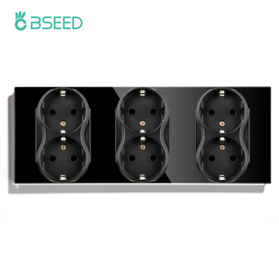 BSEED ES standarta dubultās sienas strāvas kontaktligzdas dubultās elektrības ligzdas, dubultās kontaktdakšas, stikla panelis 16A 110-250V mājas labiekārtošana