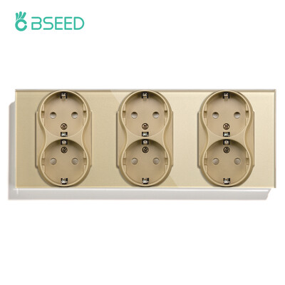 BSEED ES standarta dubultās sienas strāvas kontaktligzdas dubultās elektrības ligzdas, dubultās kontaktdakšas, stikla panelis 16A 110-250V mājas labiekārtošana