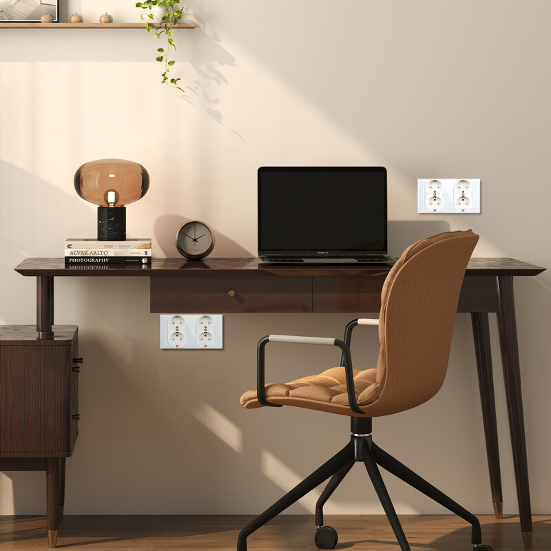 BSEED EU Standard Διπλές πρίζες τοίχου Διπλές ηλεκτρικές πρίζες Διπλό βύσμα Γυάλινο πάνελ 16A 110-250V Home Improvement