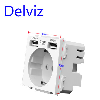 Delviz DIY kombinētā slēdža ligzda, savienojums Vairāki interfeisi Balts panelis, RJ45 TV 2 virzienu slēdzis, ES standarta strāvas kontaktligzda
