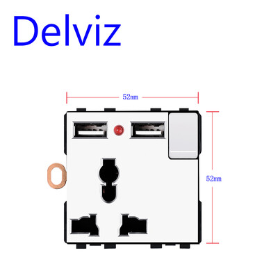 Delviz DIY kombinētā slēdža ligzda, savienojums Vairāki interfeisi Balts panelis, RJ45 TV 2 virzienu slēdzis, ES standarta strāvas kontaktligzda