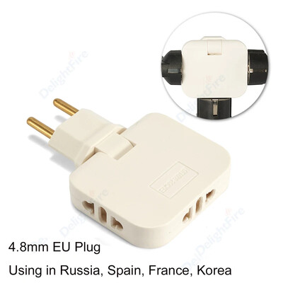 ES 3 vienā elektriskā Tī ligzda 2 kontaktu 4,8 mm kontaktdakšas adapteris salokāms CN ASV uz ES eiro Koreja FR ceļojumu adapteri AC pārveidotāja izeja