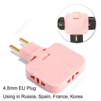 ES 3 vienā elektriskā Tī ligzda 2 kontaktu 4,8 mm kontaktdakšas adapteris salokāms CN ASV uz ES eiro Koreja FR ceļojumu adapteri AC pārveidotāja izeja