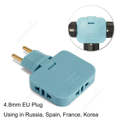 ES 3 vienā elektriskā Tī ligzda 2 kontaktu 4,8 mm kontaktdakšas adapteris salokāms CN ASV uz ES eiro Koreja FR ceļojumu adapteri AC pārveidotāja izeja