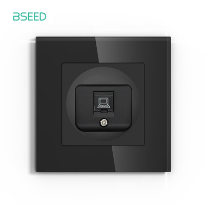 BSEED ES standarta interneta ligzda CAT6 tips RJ45 sienas kontaktligzda stikla paneļa tīkla ligzda datoram