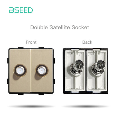 BSEED DIY moduļi ES plastmasas paneļa zelta dubultā USB ligzda Internets CAT5 RJ45 ST televizora barošanas ligzda pie sienas montējama brīva kombinācija