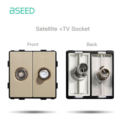 BSEED DIY moduļi ES plastmasas paneļa zelta dubultā USB ligzda Internets CAT5 RJ45 ST televizora barošanas ligzda pie sienas montējama brīva kombinācija