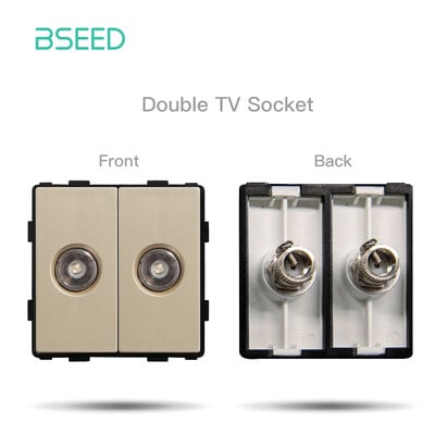 BSEED DIY moduļi ES plastmasas paneļa zelta dubultā USB ligzda Internets CAT5 RJ45 ST televizora barošanas ligzda pie sienas montējama brīva kombinācija