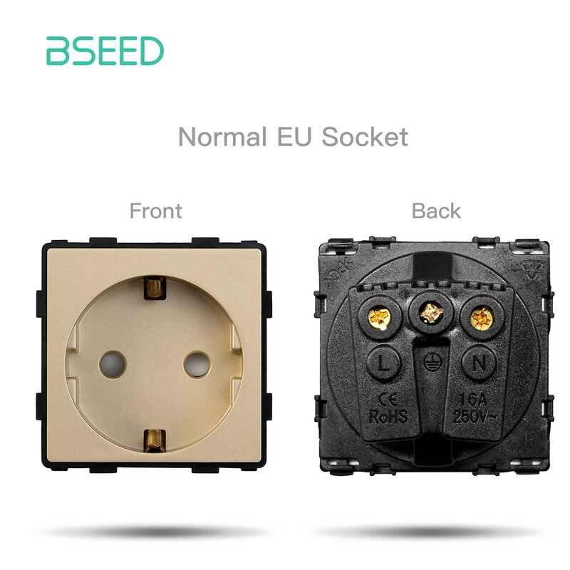 BSEED DIY Modules EU Plastic Panel Gold Διπλή Υποδοχή USB Internet CAT5 RJ45 ST Πρίζα τηλεόρασης Επιτοίχιος Δωρεάν Συνδυασμός