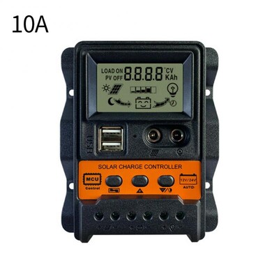 Saules uzlādes kontrolieris PWM kontrolieris ar LCD displeju 10A 20A 30A 12V 24V Dual USB 5V Output Saules paneļa lādētāja regulators