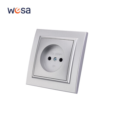 WESA Silvery Dual USB barošanas ligzda 2.1A ES standarta elektrības kontaktligzda Standarta zemējuma kontaktdakša sienas kontaktligzda liesmu slāpējoša plastmasa
