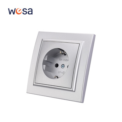 WESA Silvery Dual USB barošanas ligzda 2.1A ES standarta elektrības kontaktligzda Standarta zemējuma kontaktdakša sienas kontaktligzda liesmu slāpējoša plastmasa