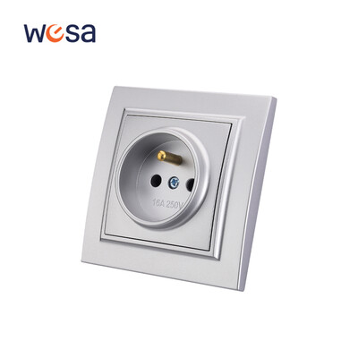 WESA Silvery Dual USB barošanas ligzda 2.1A ES standarta elektrības kontaktligzda Standarta zemējuma kontaktdakša sienas kontaktligzda liesmu slāpējoša plastmasa