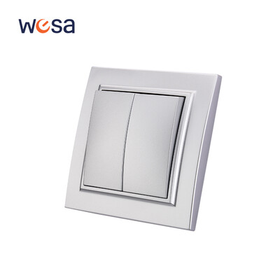 WESA Silvery Dual USB barošanas ligzda 2.1A ES standarta elektrības kontaktligzda Standarta zemējuma kontaktdakša sienas kontaktligzda liesmu slāpējoša plastmasa