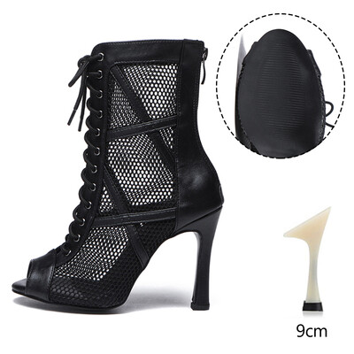 DKZSYIM sieviete Sexy Stilettos Latīņamerikas deju apavi Tango Tīkla zābaki Sieviešu ballīšu zābaciņi Sieviešu deju apavi Salsa Ballroom