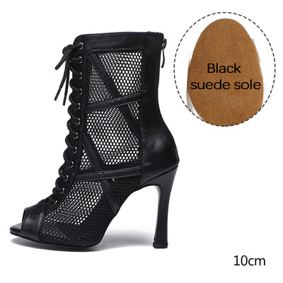 DKZSYIM sieviete Sexy Stilettos Latīņamerikas deju apavi Tango Tīkla zābaki Sieviešu ballīšu zābaciņi Sieviešu deju apavi Salsa Ballroom