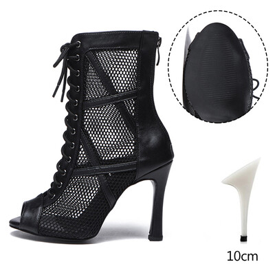 DKZSYIM sieviete Sexy Stilettos Latīņamerikas deju apavi Tango Tīkla zābaki Sieviešu ballīšu zābaciņi Sieviešu deju apavi Salsa Ballroom