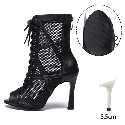 DKZSYIM sieviete Sexy Stilettos Latīņamerikas deju apavi Tango Tīkla zābaki Sieviešu ballīšu zābaciņi Sieviešu deju apavi Salsa Ballroom