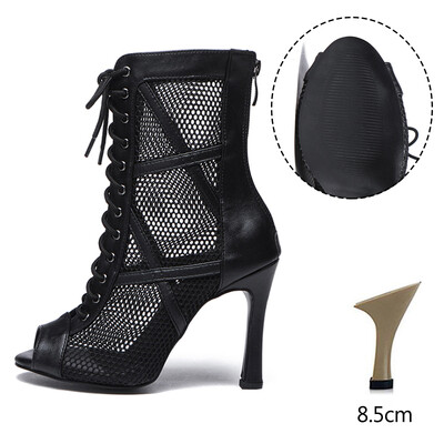 DKZSYIM sieviete Sexy Stilettos Latīņamerikas deju apavi Tango Tīkla zābaki Sieviešu ballīšu zābaciņi Sieviešu deju apavi Salsa Ballroom