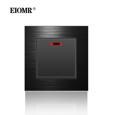 EIOMR 16A ES standarta elektriskās kontaktligzdas slēdža kombinācija 86 mm un 146 mm melna alumīnija matēta paneļa izeja sadzīves tehnikai
