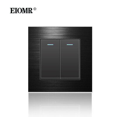 EIOMR 16A ES standarta elektriskās kontaktligzdas slēdža kombinācija 86 mm un 146 mm melna alumīnija matēta paneļa izeja sadzīves tehnikai