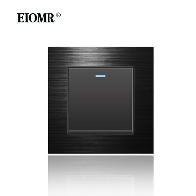 EIOMR 16A ES standarta elektriskās kontaktligzdas slēdža kombinācija 86 mm un 146 mm melna alumīnija matēta paneļa izeja sadzīves tehnikai