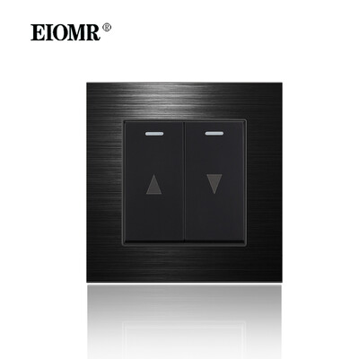 EIOMR 16A ES standarta elektriskās kontaktligzdas slēdža kombinācija 86 mm un 146 mm melna alumīnija matēta paneļa izeja sadzīves tehnikai