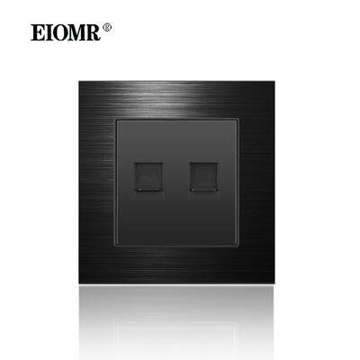 EIOMR 16A ES standarta elektriskās kontaktligzdas slēdža kombinācija 86 mm un 146 mm melna alumīnija matēta paneļa izeja sadzīves tehnikai