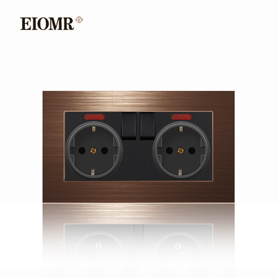 EIOMR 16A EU sienas apgaismojuma slēdzis un elektrības kontaktligzdas F2 sērija sarkans alumīnija sakausējuma panelis USB sienas spraudnis TV datoru Rj45 ligzdas