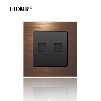 EIOMR 16A EU sienas apgaismojuma slēdzis un elektrības kontaktligzdas F2 sērija sarkans alumīnija sakausējuma panelis USB sienas spraudnis TV datoru Rj45 ligzdas