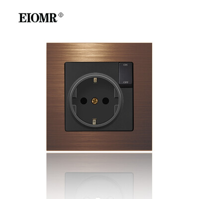 EIOMR 16A EU sienas apgaismojuma slēdzis un elektrības kontaktligzdas F2 sērija sarkans alumīnija sakausējuma panelis USB sienas spraudnis TV datoru Rj45 ligzdas