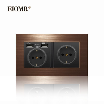 EIOMR 16A EU sienas apgaismojuma slēdzis un elektrības kontaktligzdas F2 sērija sarkans alumīnija sakausējuma panelis USB sienas spraudnis TV datoru Rj45 ligzdas