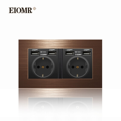 EIOMR 16A EU sienas apgaismojuma slēdzis un elektrības kontaktligzdas F2 sērija sarkans alumīnija sakausējuma panelis USB sienas spraudnis TV datoru Rj45 ligzdas