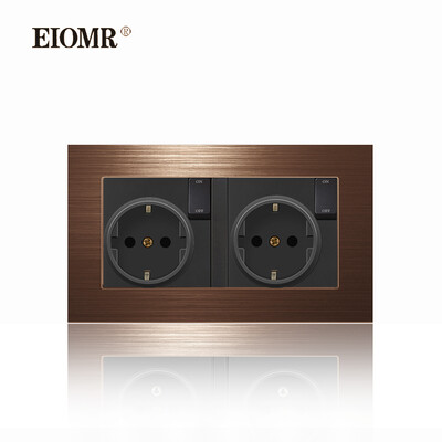 EIOMR 16A EU sienas apgaismojuma slēdzis un elektrības kontaktligzdas F2 sērija sarkans alumīnija sakausējuma panelis USB sienas spraudnis TV datoru Rj45 ligzdas