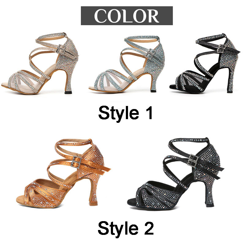 DKZSYIM Rhinestone Γυναικεία λάτιν παπούτσια χορού Latin Salsa για κορίτσια παπούτσια χορού Μαύρα γυαλιστερά παπούτσια χορού χορού για κορίτσια Γυναικεία
