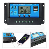 10A 20A 30A PWM Saules uzlādes kontrolieris 12V/24V Saules regulators USB 5V paneļa akumulatora regulators Inteliģents LCD displejs