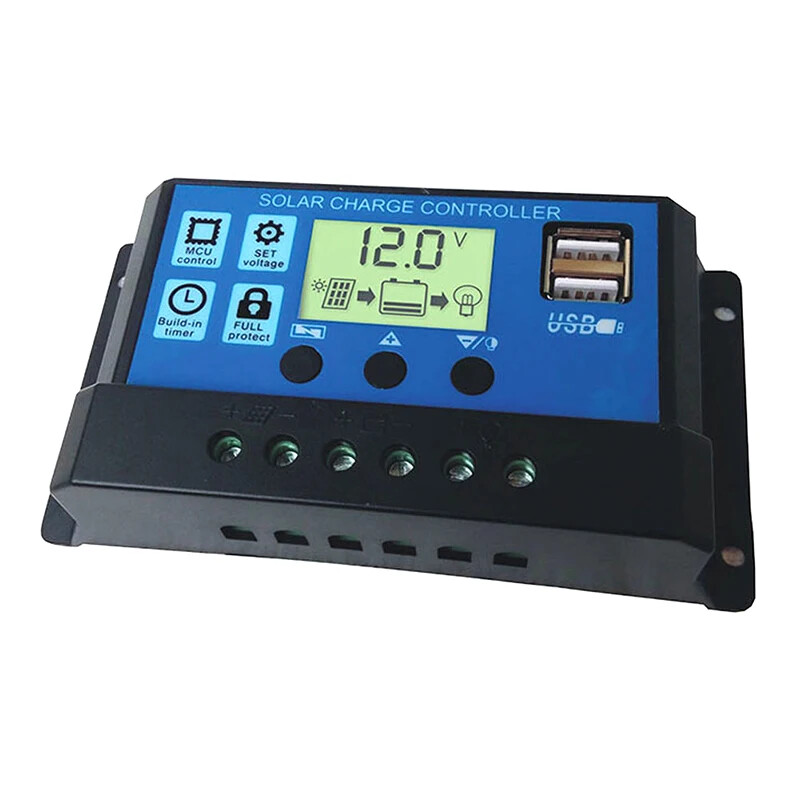 10A 20A 30A PWM solarni regulator punjenja 12V/24V solarni regulator USB 5V panel regulator baterije inteligentni LCD zaslon